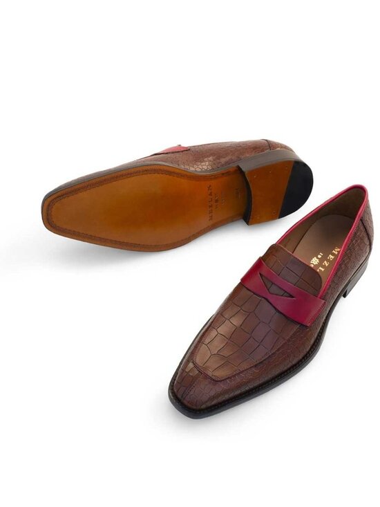 Mezlan Croco-Eembossed Leather Penny Loafer, Size 11 main image 3